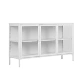 Bufet inferior alb din otel si sticla 140 cm Brisbane House Nordic